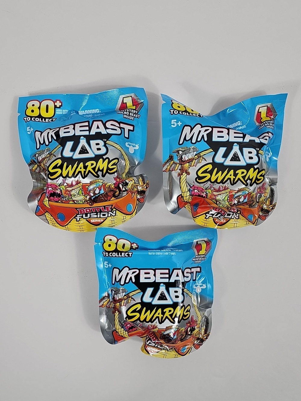 NIB MrBeast Lab Swarms Battle Fusion Mystery Blind Bags Sealed Lot of 3 Gift